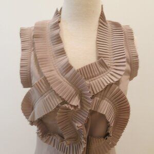 pookie & Sebastian vintage coffee colored couture dress with pleats size small